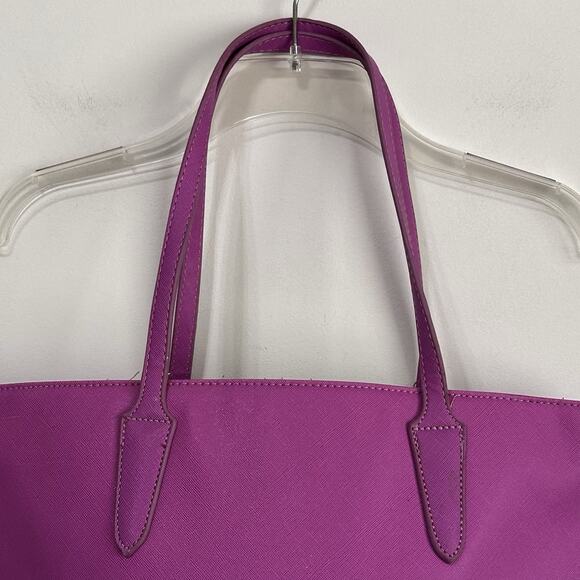 David Jones Paris Purse Tote Purple Vintage Zipper 17x10 Faux Leather‎ Party NEW - Picture 5 of 11